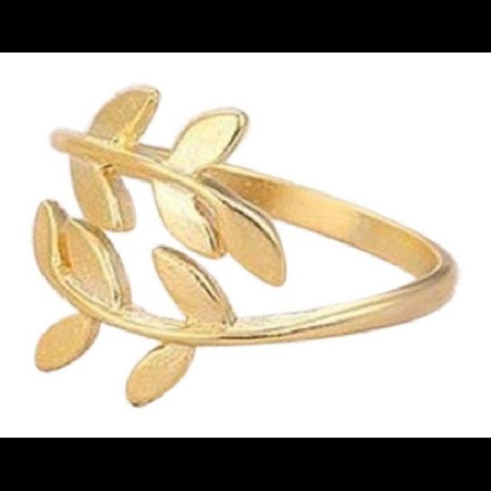 Gold Adjustable Leaf Dainty Christmas Gift Ring
